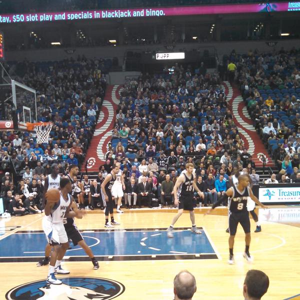 Seat view from section 100-4 at the Target Center, home of the Minnesota Timberwolves.
