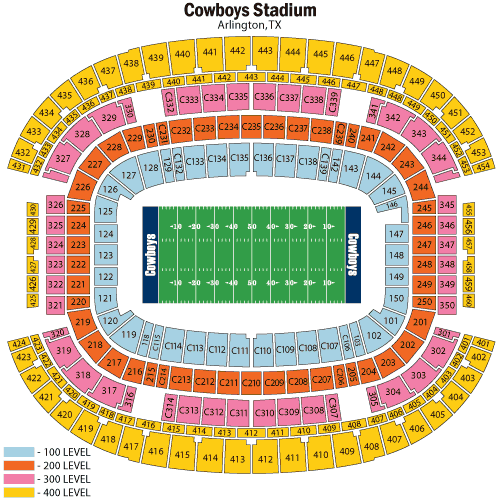 AT&T Stadium Seating Chart, Dallas Cowboys.