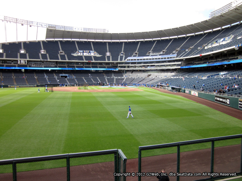 Seat view from section 104 at Kauffman Stadium, home of the Kansas City Royals