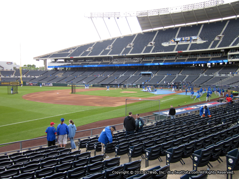 Seat view from section 114 at Kauffman Stadium, home of the Kansas City Royals
