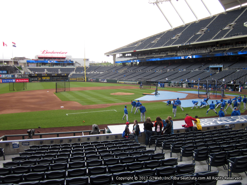 Seat view from section 119 at Kauffman Stadium, home of the Kansas City Royals