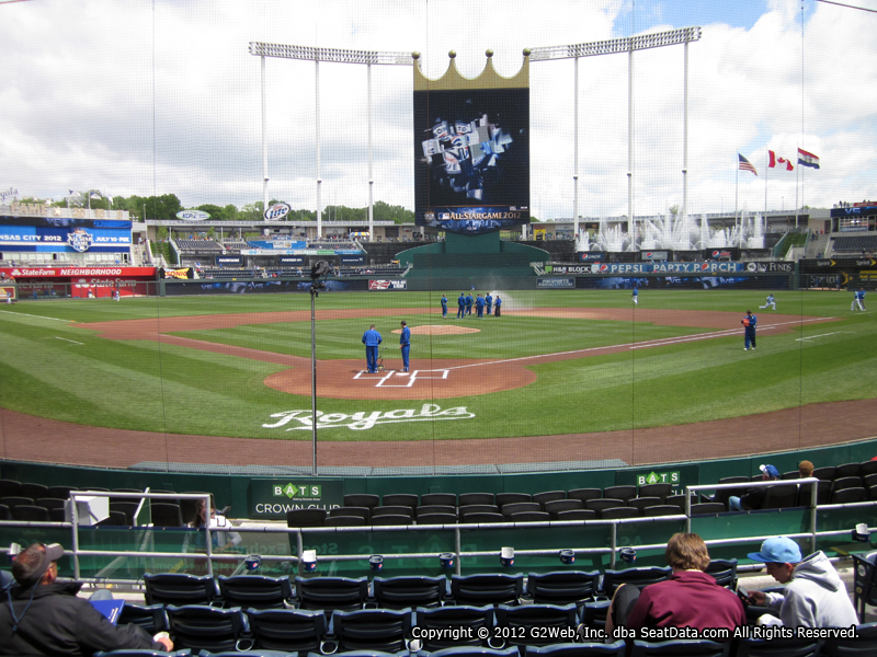 Seat view from section 128 at Kauffman Stadium, home of the Kansas City Royals