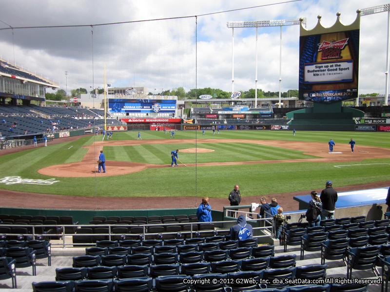 Seat view from section 131 at Kauffman Stadium, home of the Kansas City Royals