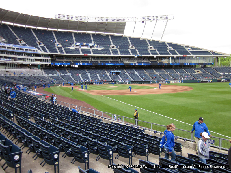 Seat view from section 144 at Kauffman Stadium, home of the Kansas City Royals