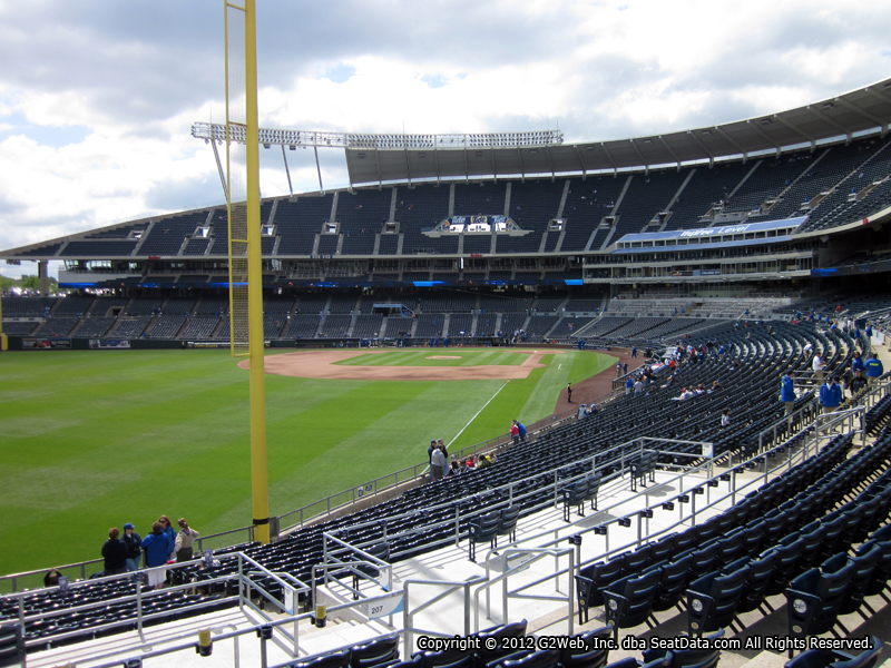 Seat view from section 207 at Kauffman Stadium, home of the Kansas City Royals