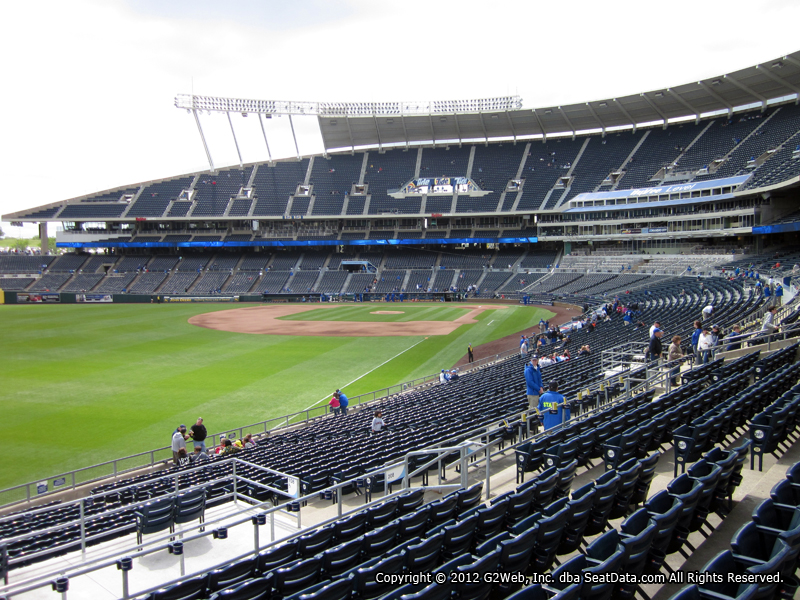 Seat view from section 208 at Kauffman Stadium, home of the Kansas City Royals