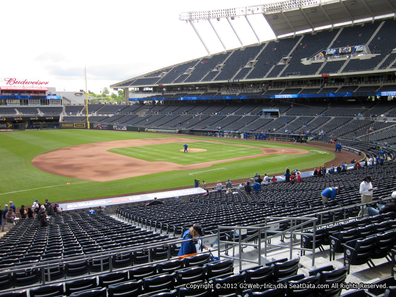 Seat view from section 216 at Kauffman Stadium, home of the Kansas City Royals