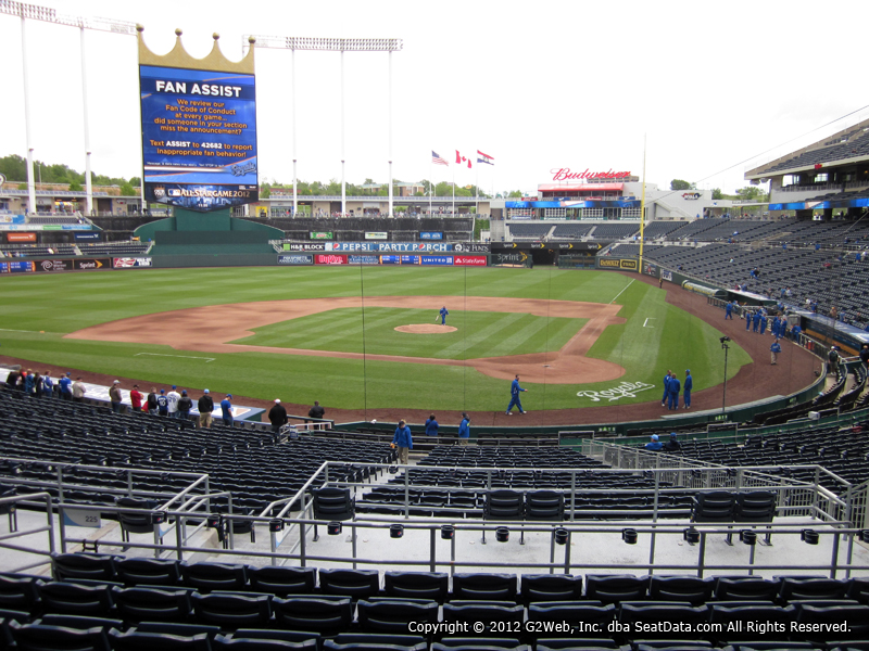 Seat view from section 225 at Kauffman Stadium, home of the Kansas City Royals
