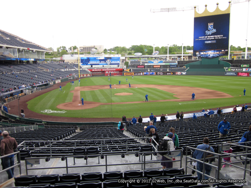 Seat view from section 231 at Kauffman Stadium, home of the Kansas City Royals