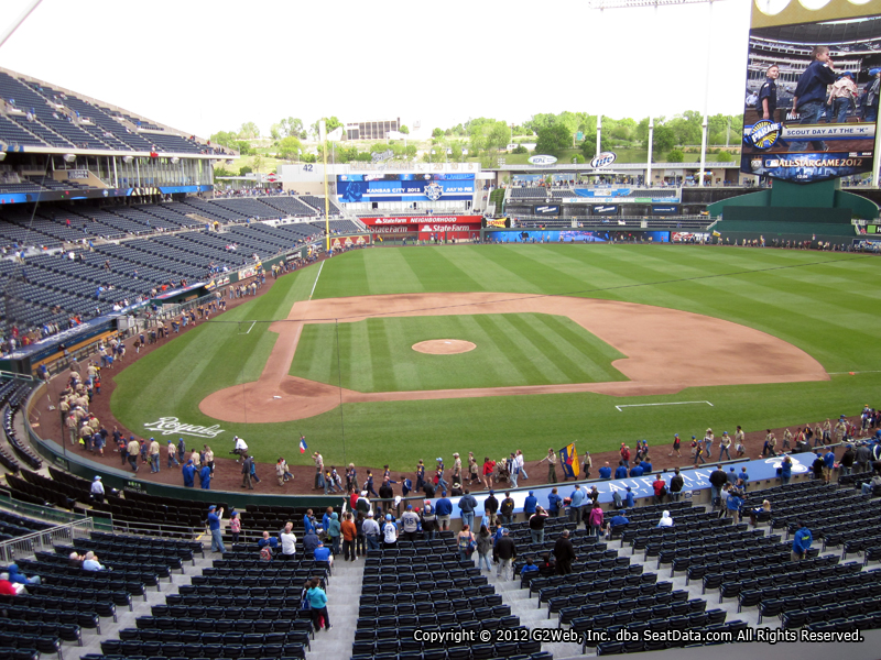 Seat view from section 313 at Kauffman Stadium, home of the Kansas City Royals