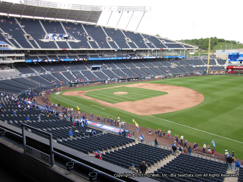 Seat view from section 322 at Kauffman Stadium, home of the Kansas City Royals