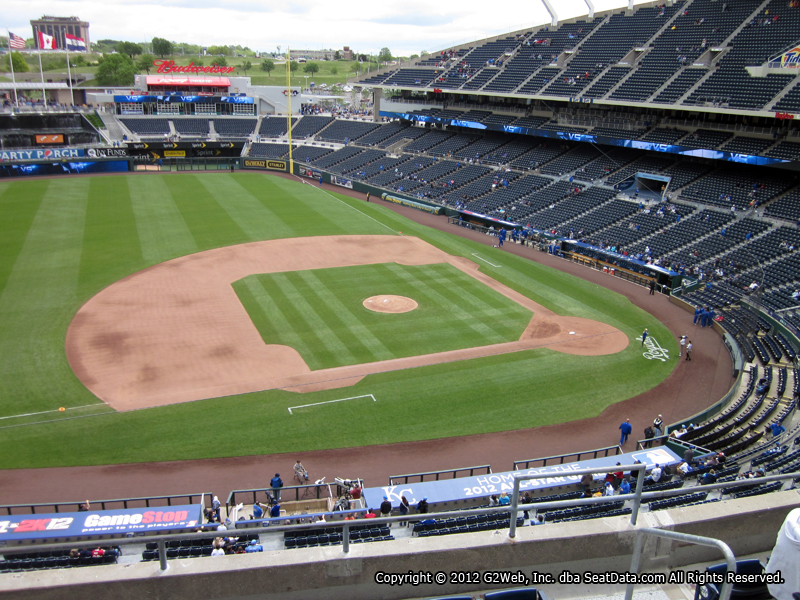 Seat view from section 410 at Kauffman Stadium, home of the Kansas City Royals