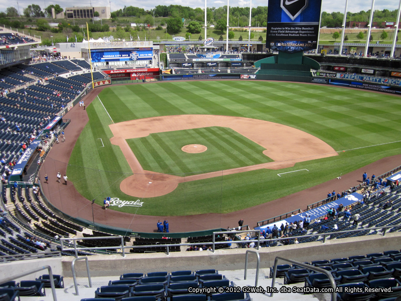 Seat view from section 424 at Kauffman Stadium, home of the Kansas City Royals
