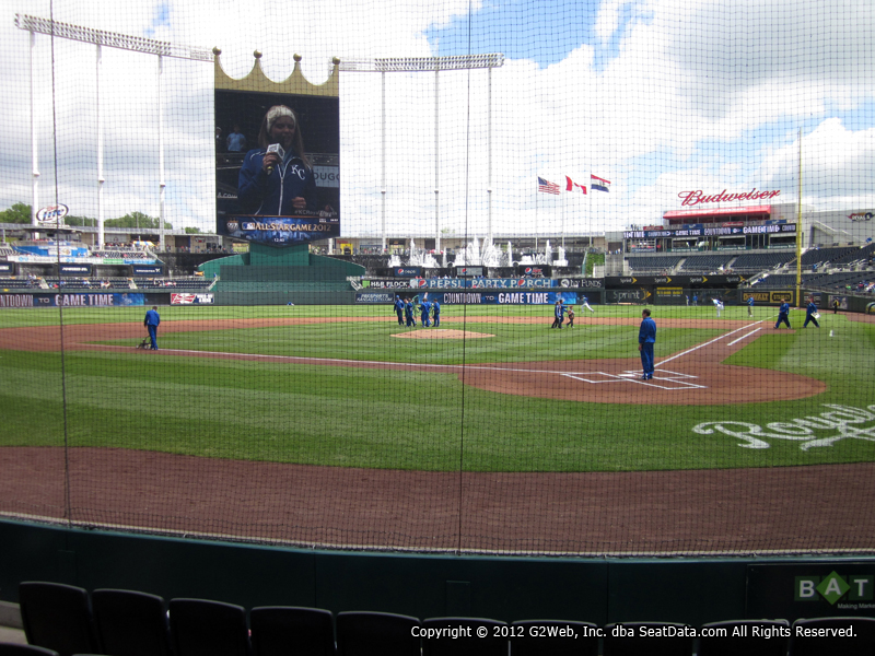 View from Crown Club Section 2 at Kauffman Stadium, home of the Kansas City Royals